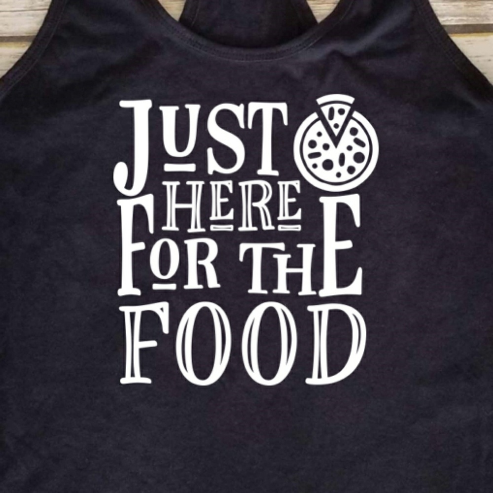 I'm just here for the food women's black tank top